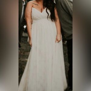 Flowy Ivory Strapless Wedding Dress